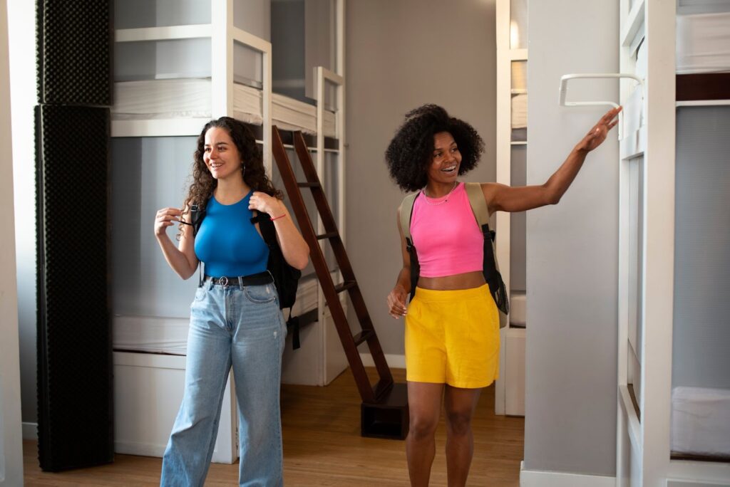 Young people at hostel room